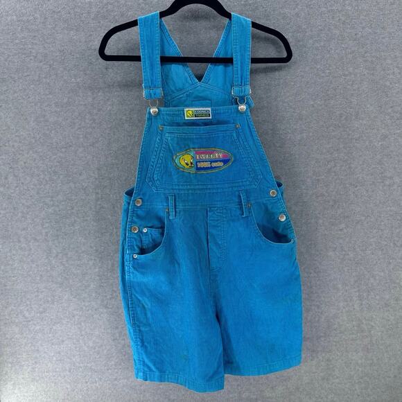 Vintage 90s/Y2K Woman’s sz S Looney Tunes Tweety Bird Shortalls Cotton Summer - Picture 1 of 9